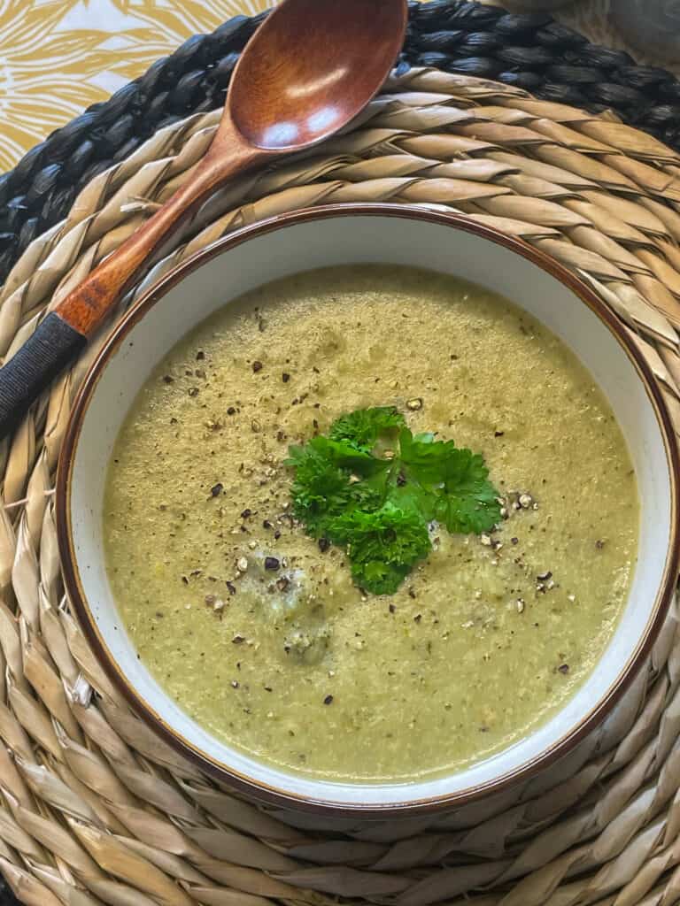 vegan cream of kale and celery soup