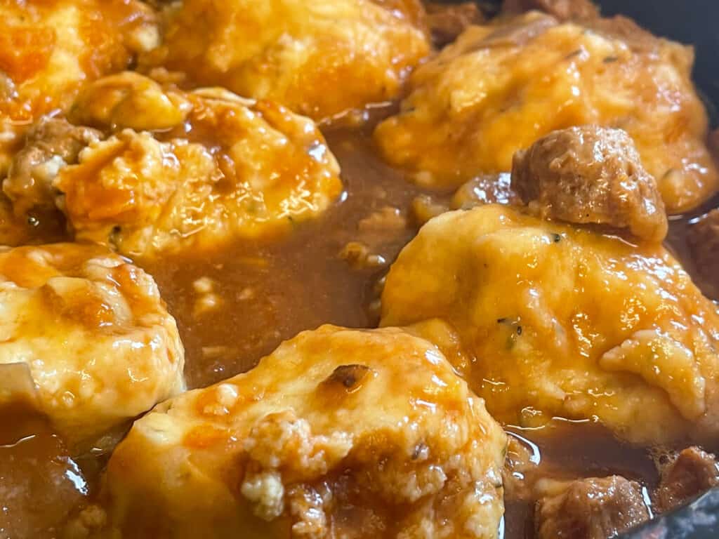 dumplings flipped over in slow cooker