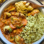 vegan Moroccan cauliflower, cashew and lentil stew