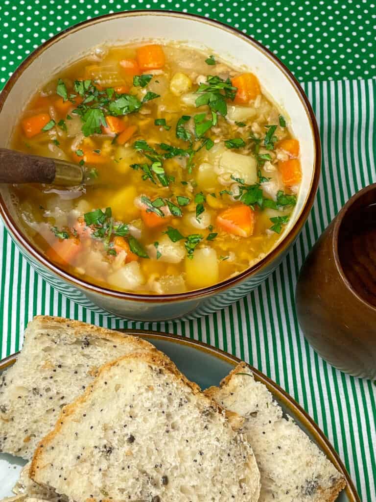 Split pea and lentil broth featured image.