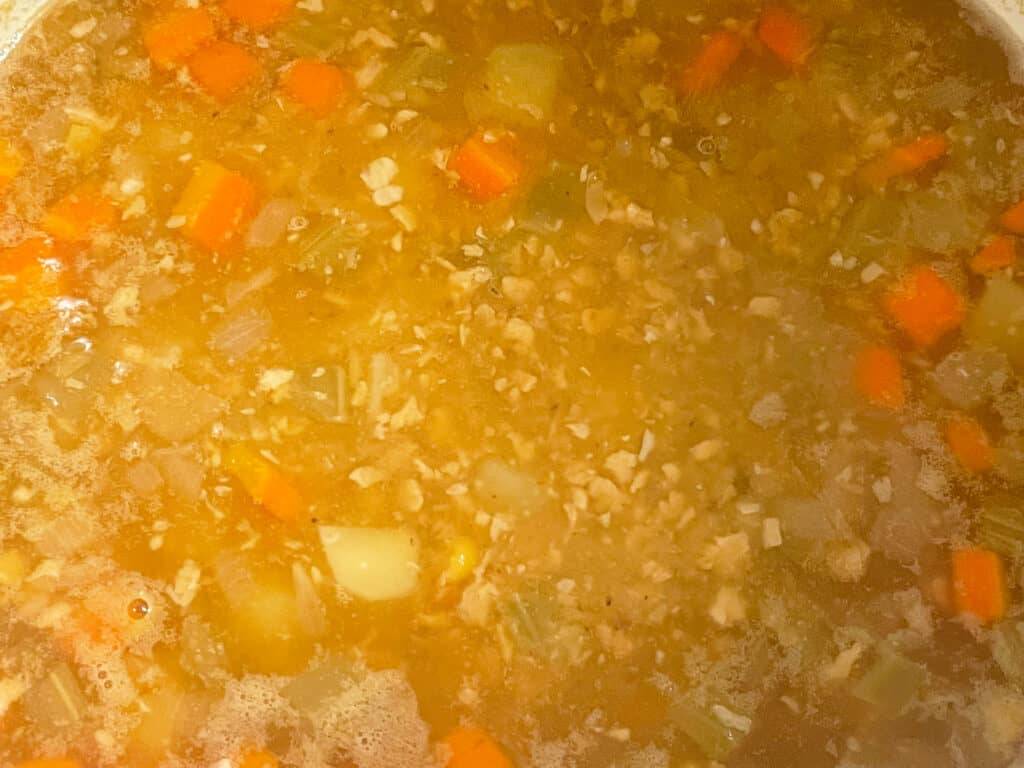 Soup cooked and ready to serve in the stock-pot.