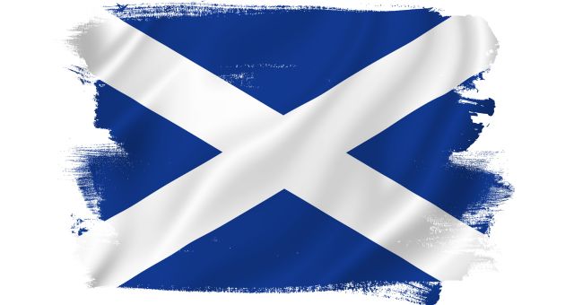 Image of the Scottish flag, sourced from Canva.