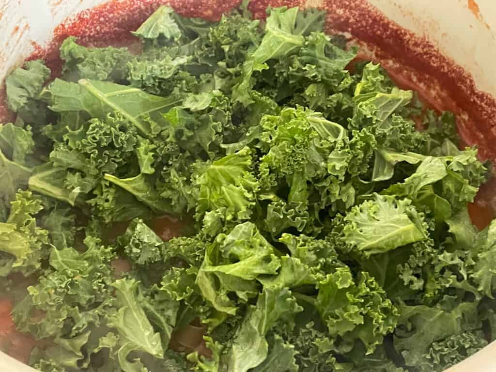 Kale added to Minestrone soup.