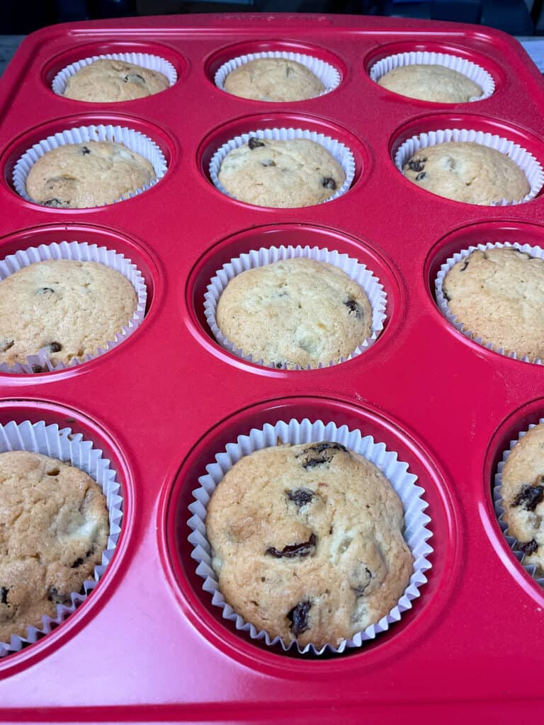 Granny cakes baked and in muffin tray.