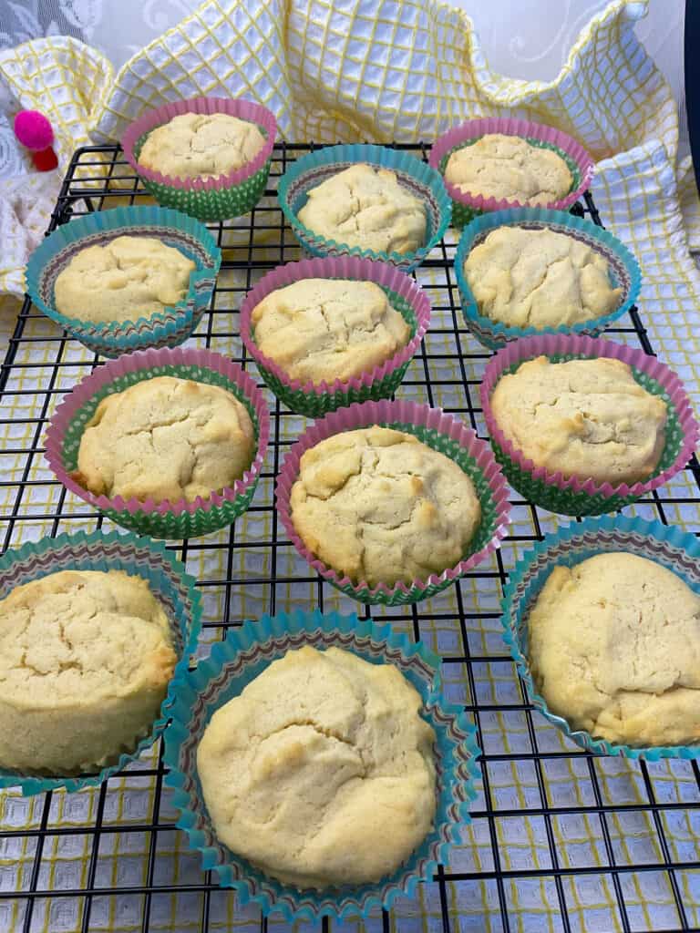 cakes cooling on wire rack.