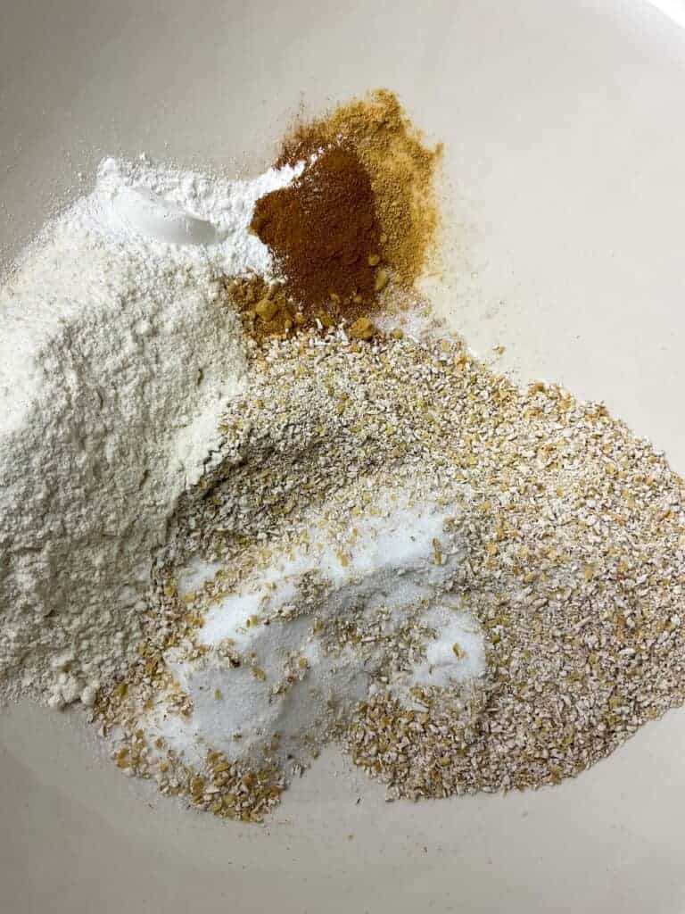 Dry ingredients in mixing bowl.