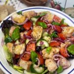 Bowl of Italian bread salad, featured image.