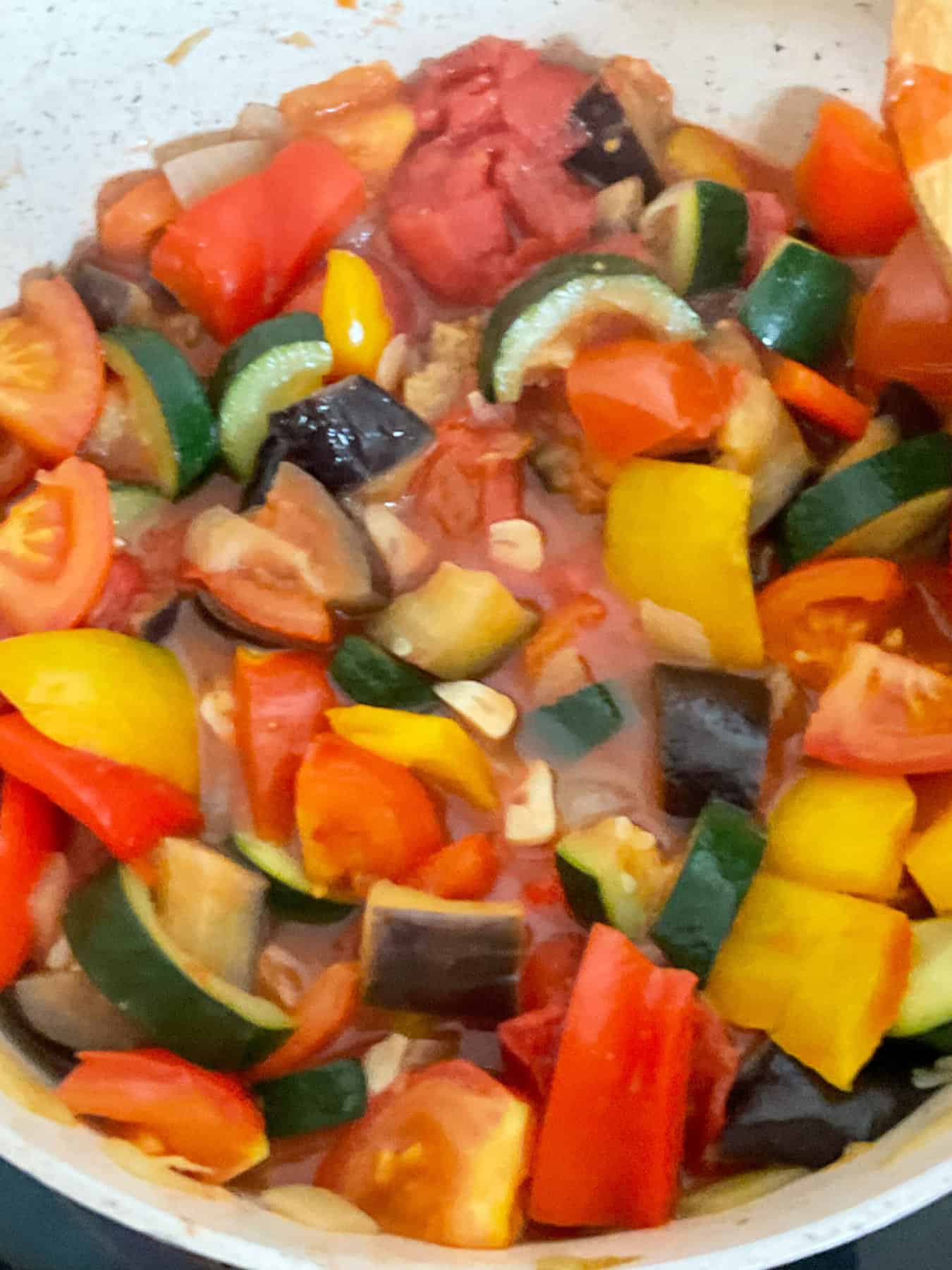 Ratatouille cooked and ready to be garnished.
