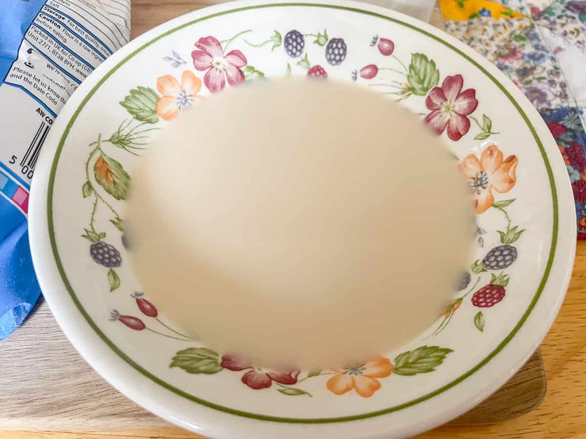 A bowl with vegan sour milk.