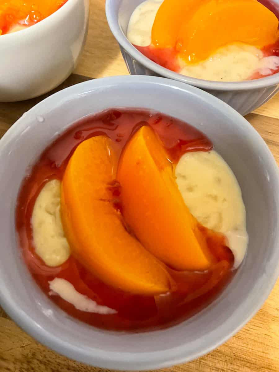 Rice conde served in ramekin.
