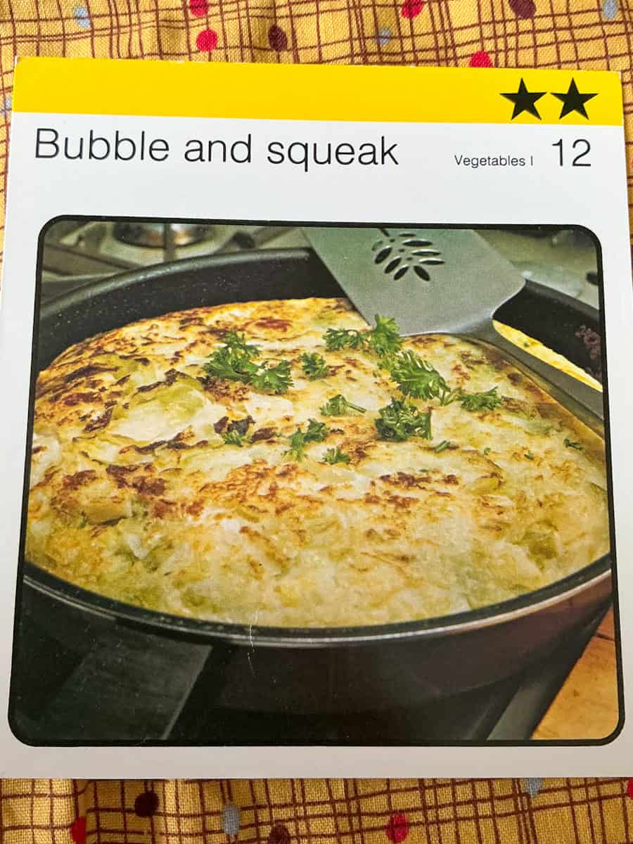 Image of Bubble and Squeak recipe card.