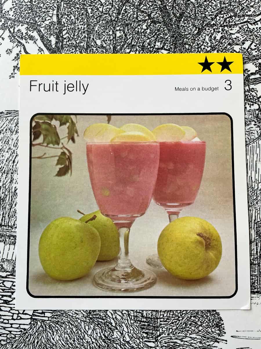 Image of fruit jelly recipe card.