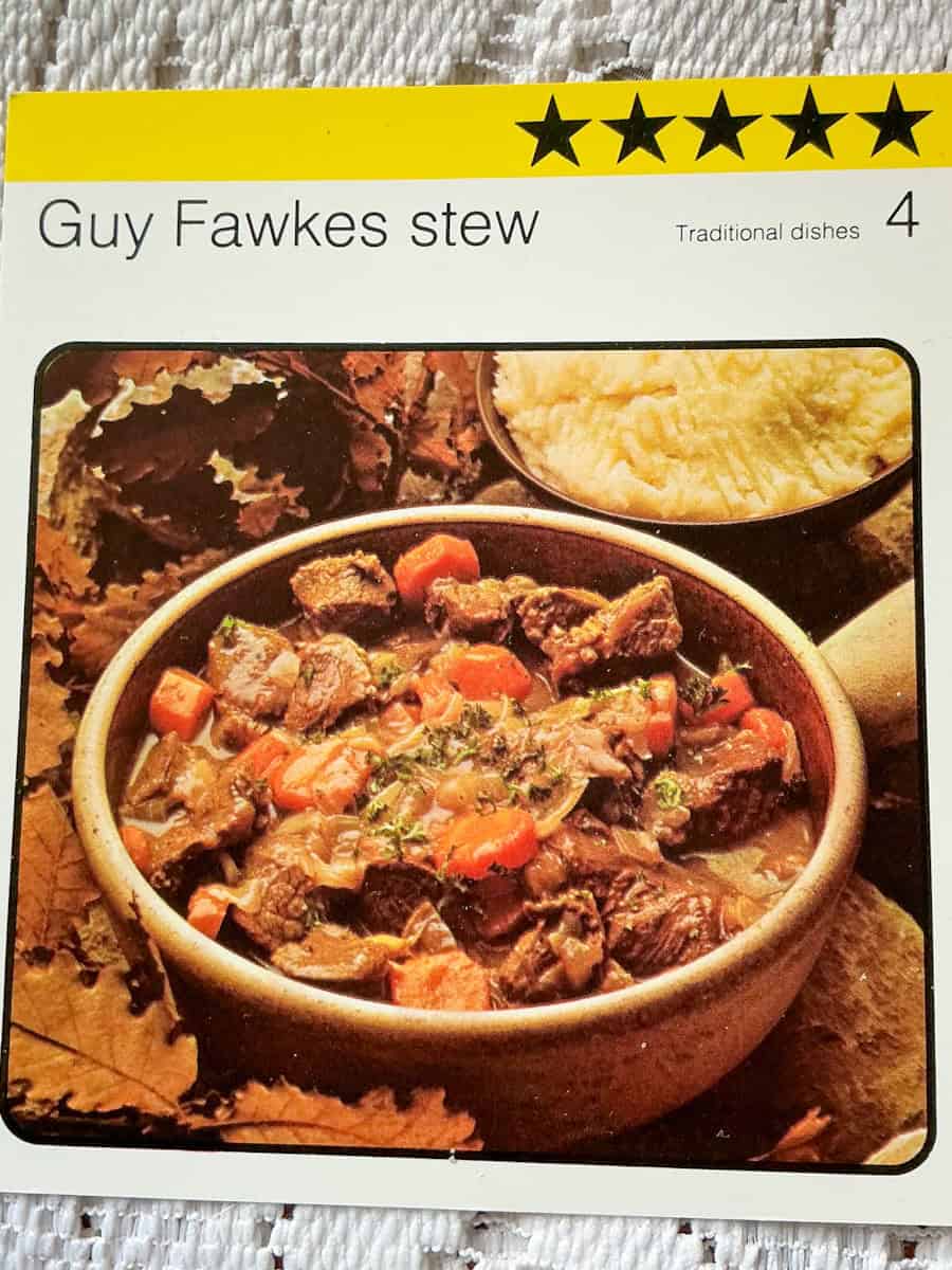 Recipe card image for guy fawkes stew.