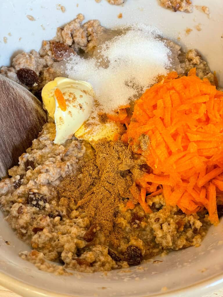 All ingredients added to mixing bowl.
