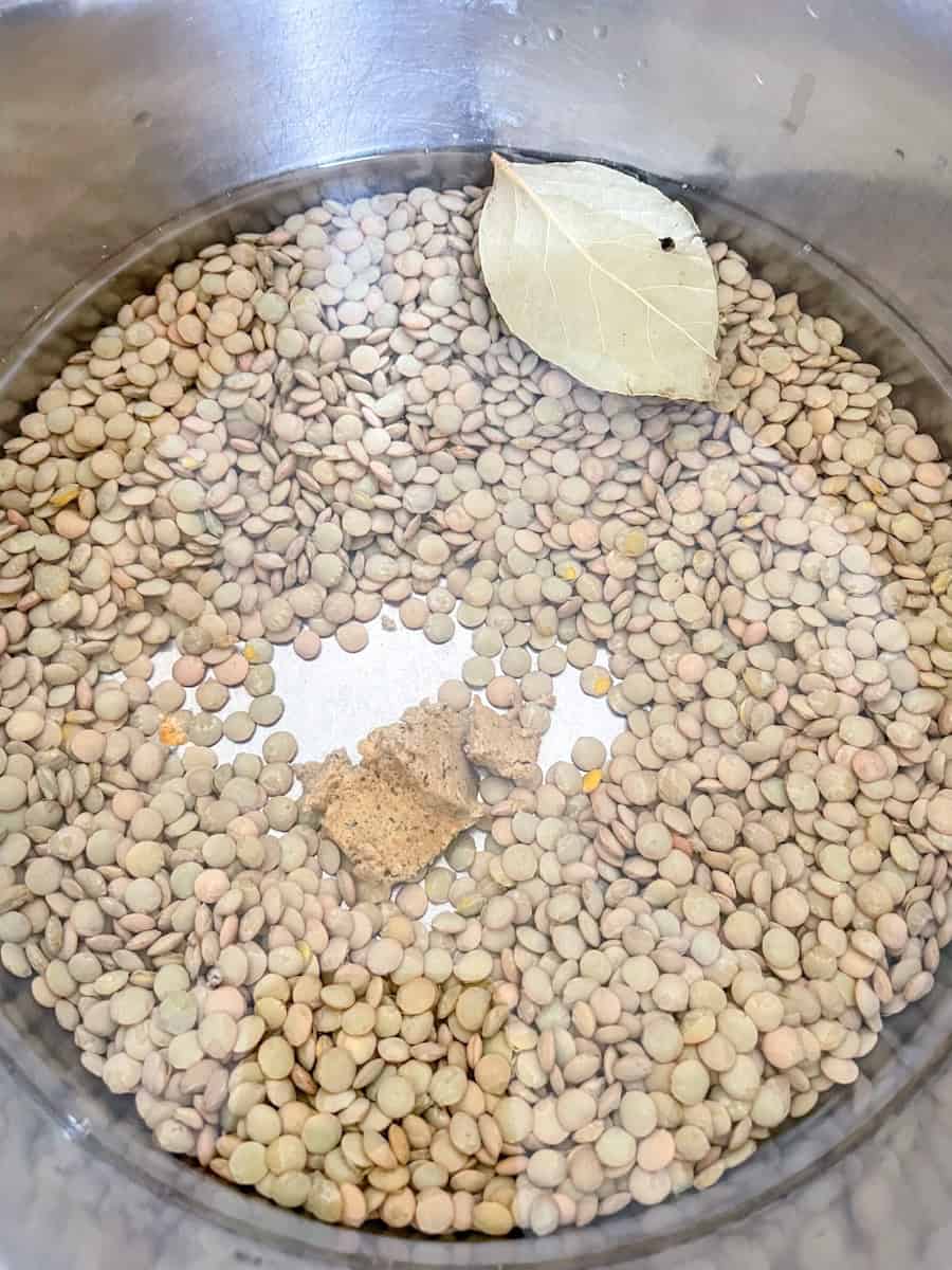 lentils in cooking pot
